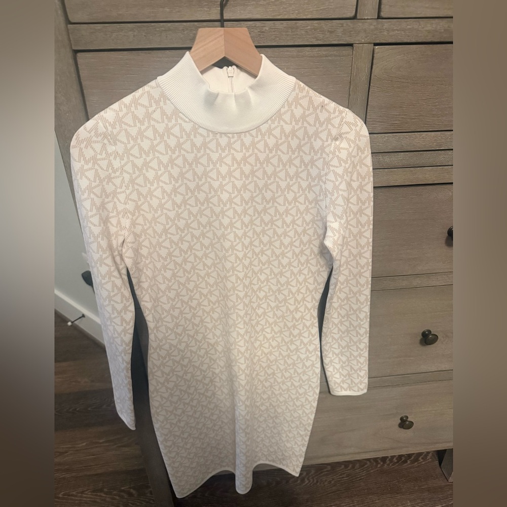 MICHAEL Michael Kors Cream Logo Knit Dress